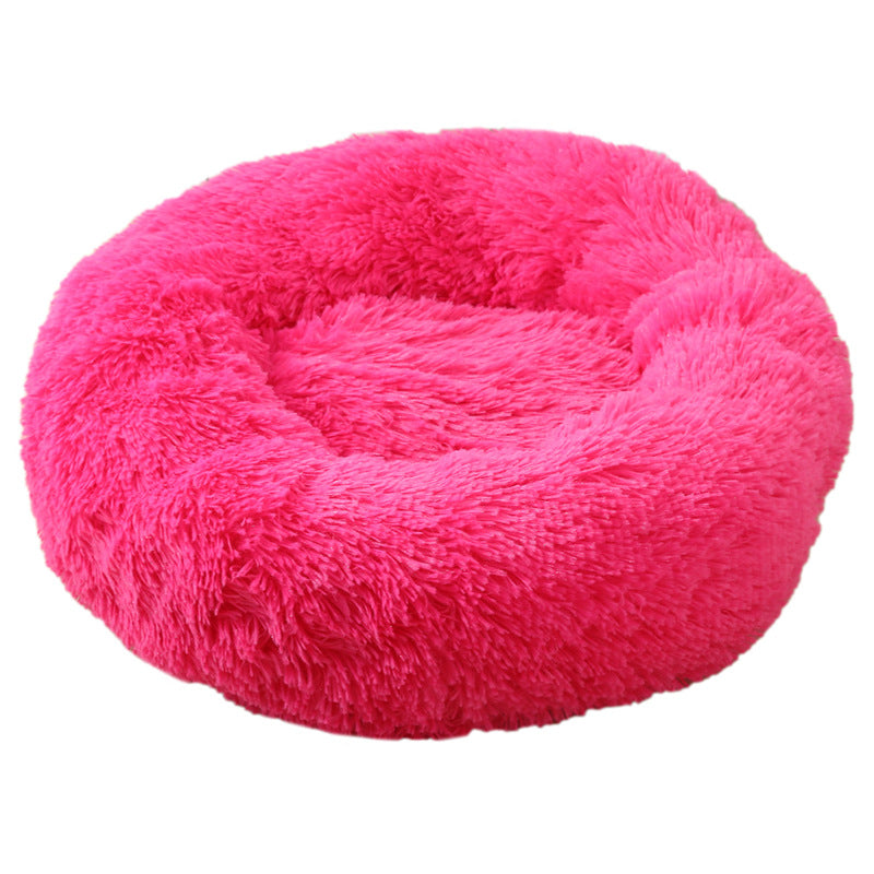 Pawfect find Rose Red Cozy Round Plush Pet Bed - 50cm Comfort for Cats & Small Dogs