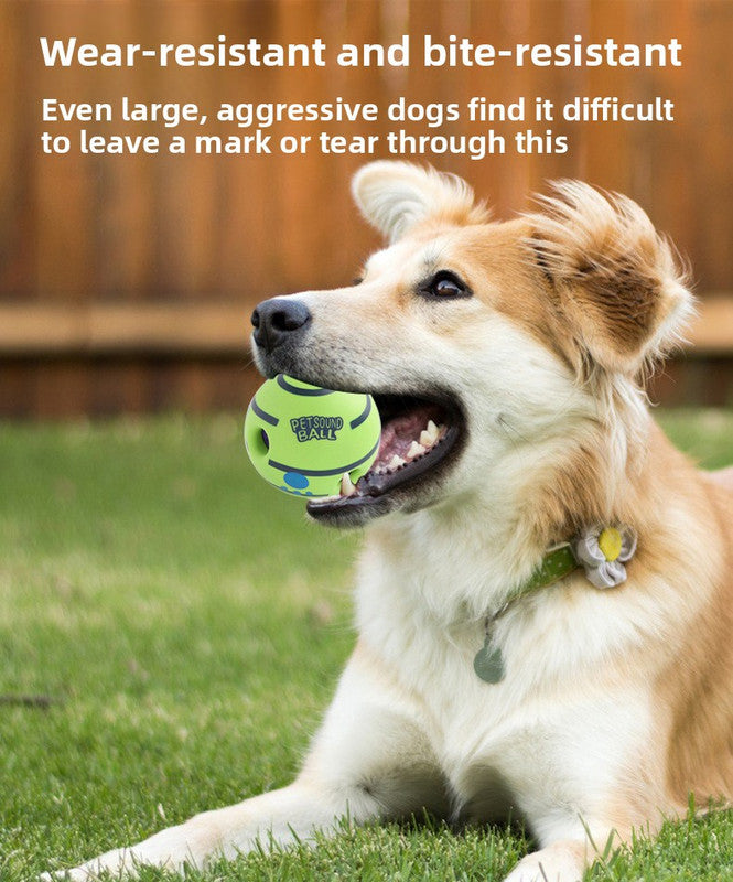 2 Pack Interactive Dog Giggle Ball Toy 8.8cm - Wobble Sound Fetch Toy for Puppies & Small to Medium Dogs - No Batteries Required - Green