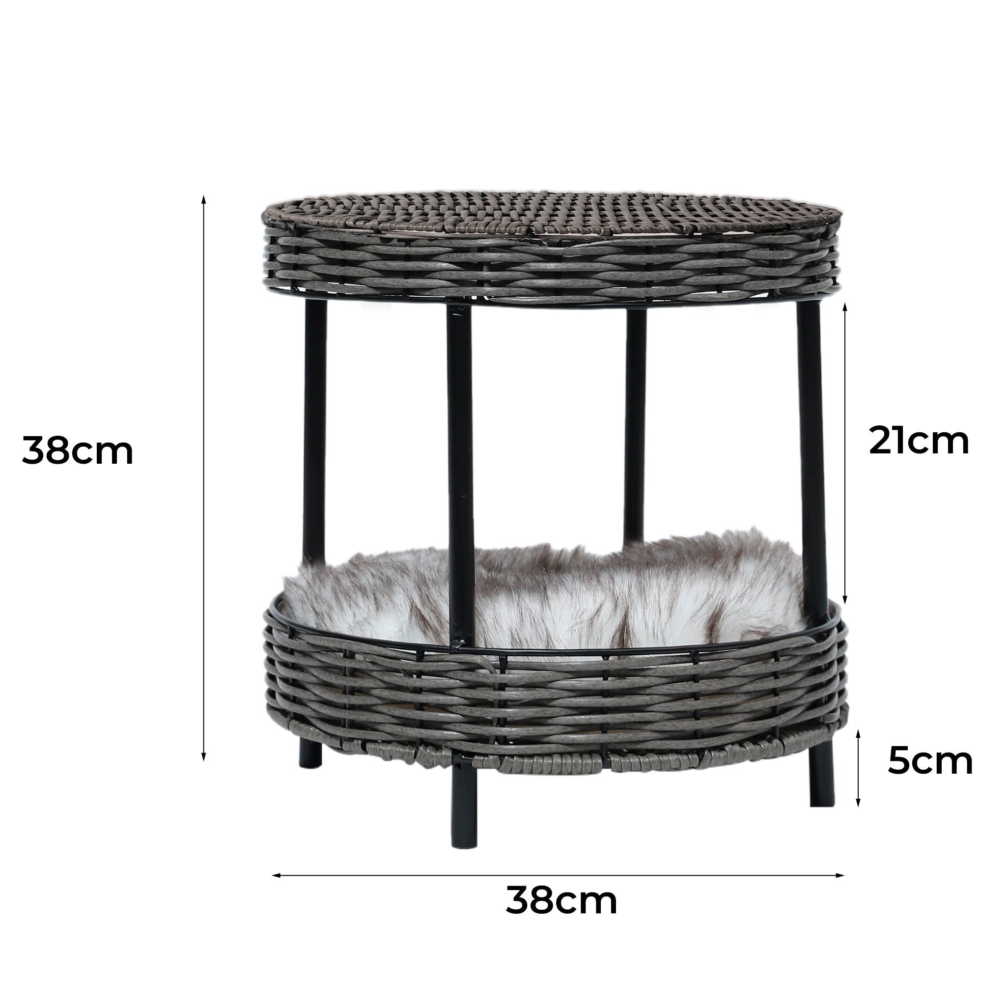 SMALL Cat Beds Rattan Pet Elevated Raised - Brown