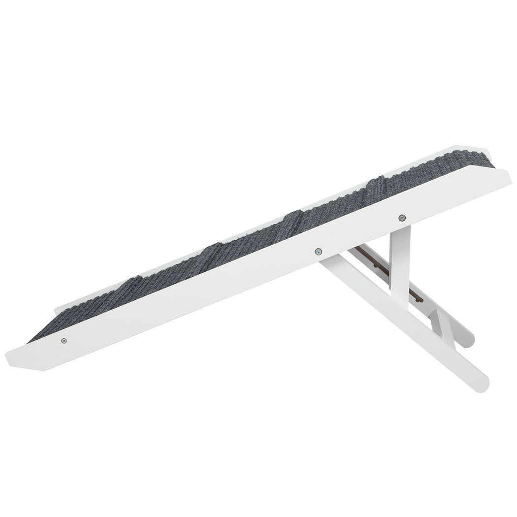 Adjustable Dog Ramp Height Stair For Bed Sofa Cat Dogs Folding Portable - White