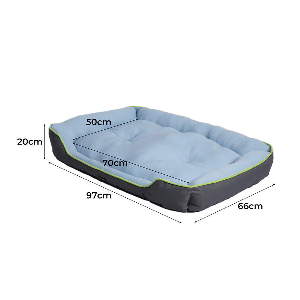 LARGE Dog Beds Pet Cooling Sofa Mat Bolster - Grey