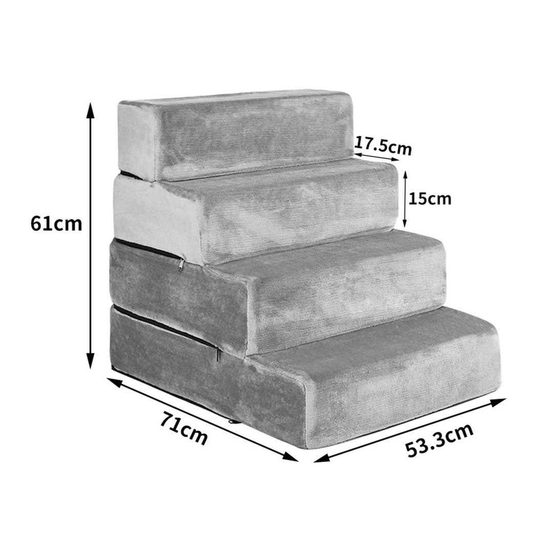 Pet Stairs 4 Steps Ramp Portable Adjustable Climbing Ladder Soft Washable