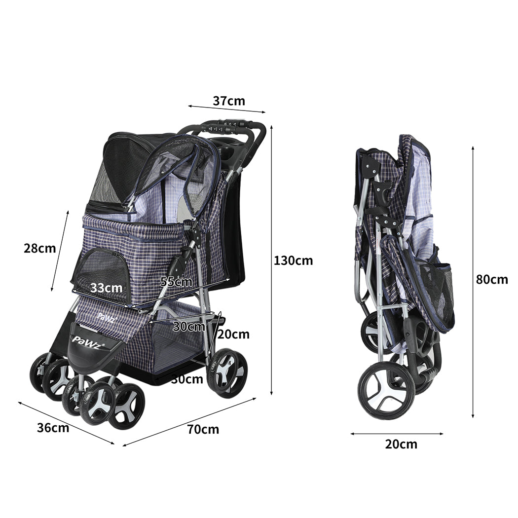 Pet Stroller 3 Wheels Dog Cat Cage Puppy Pushchair Travel Walk Carrier Pram
