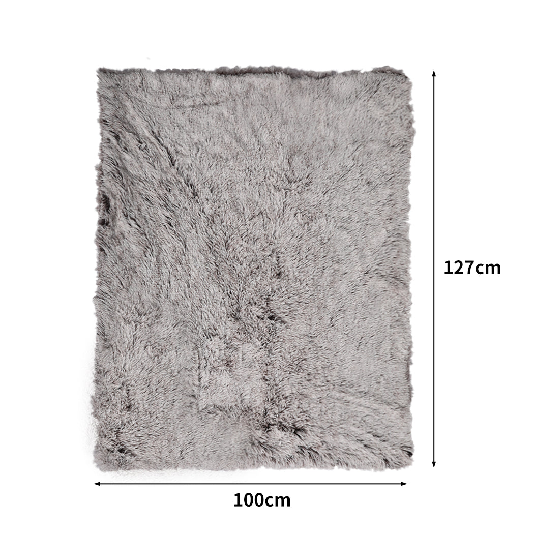 Dog Blanket Pet Cat Mat Puppy Warm Soft Plush Washable Reusable - Brown Large