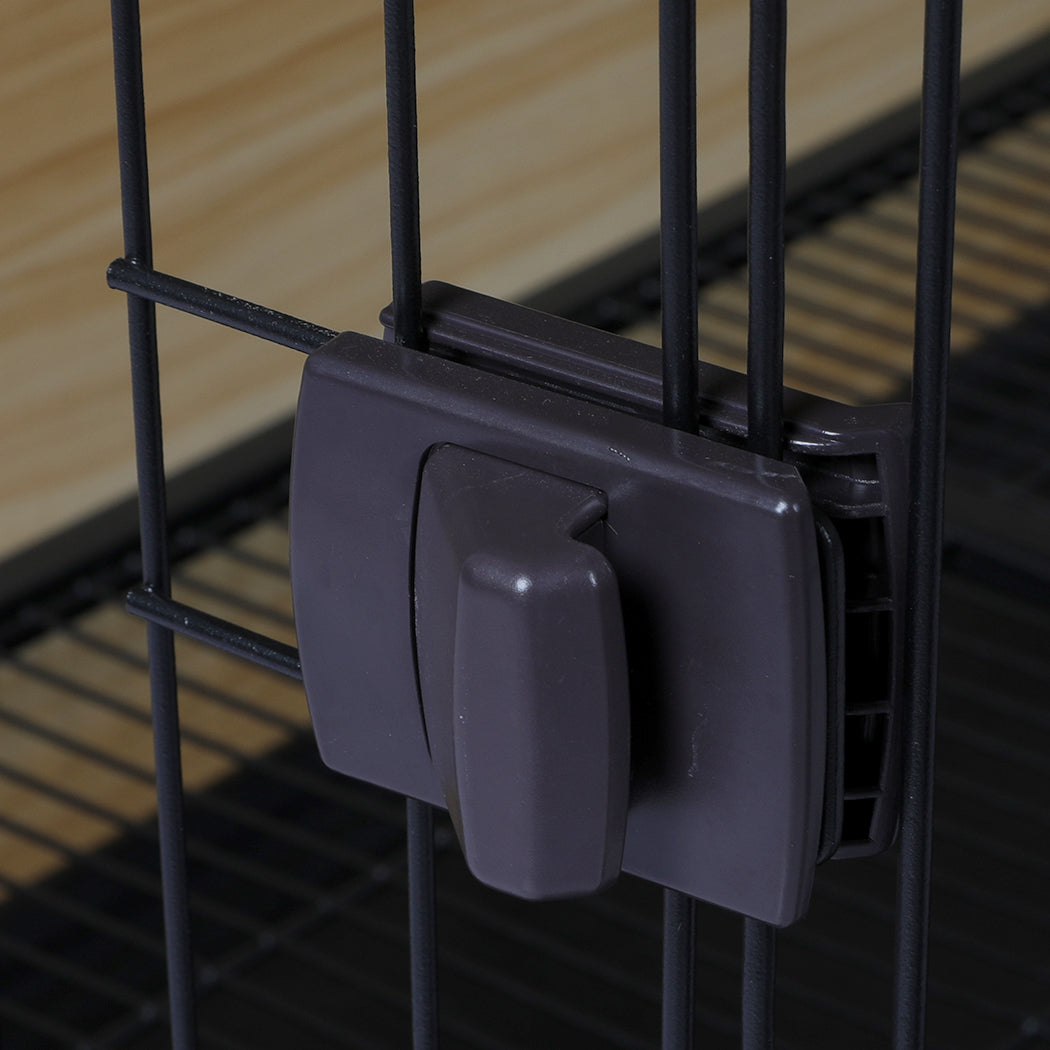 Wooden Wire Dog Kennel Side End Table Steel Puppy Crate Indoor Pet House XL - Wood XL