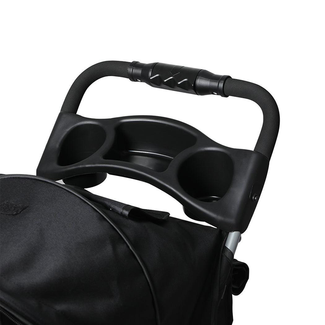 Pet Stroller 3 Wheels Dog Cat Cage Puppy Pushchair Travel Walk Carrier Pram - Black