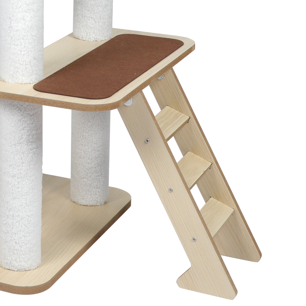 Cat Tree Scratching Post Scratcher Cats Tower Wood Condo Toys House 138cm - White