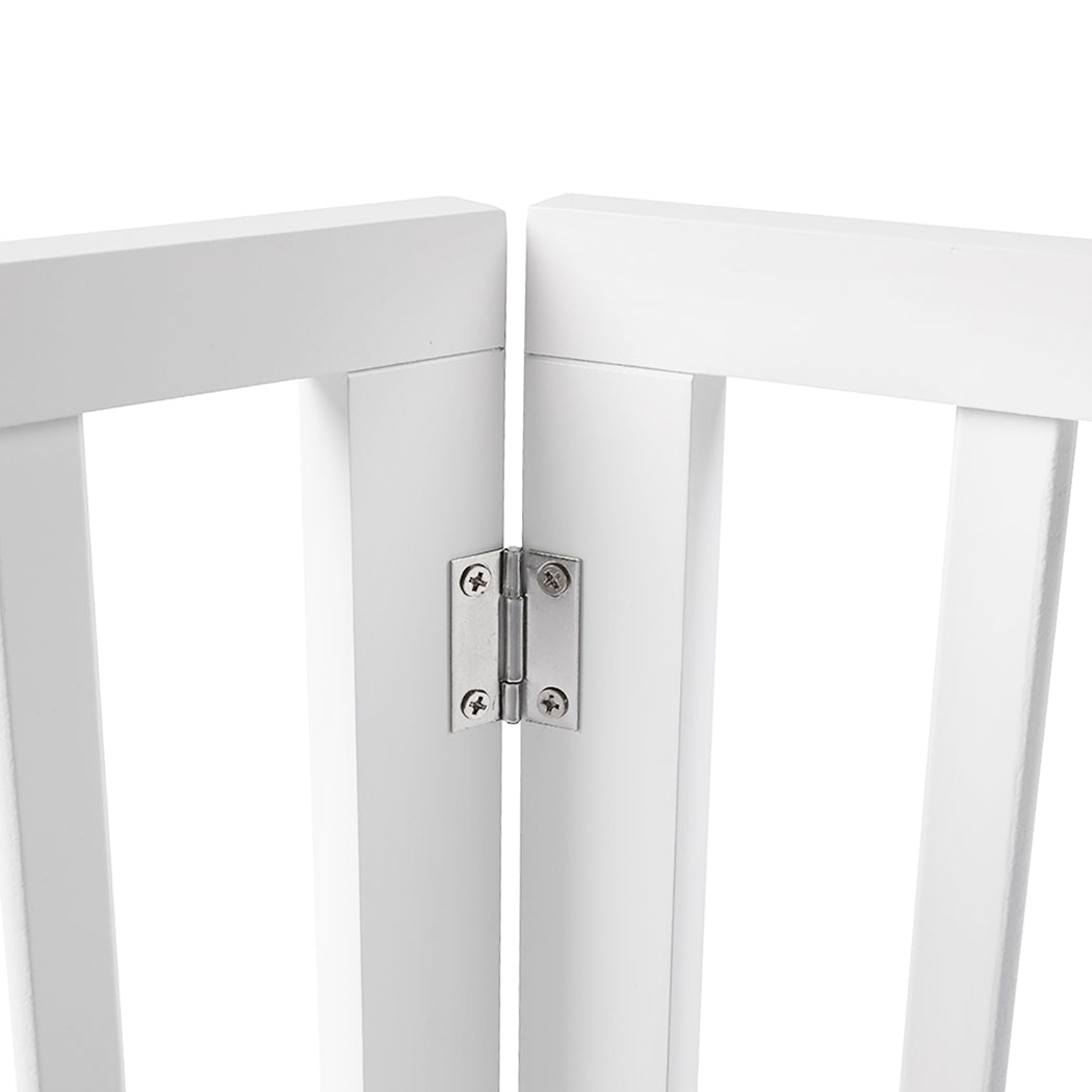 Wooden Pet Gate Dog Fence Safety Stair Barrier Security Door 6 Panels White