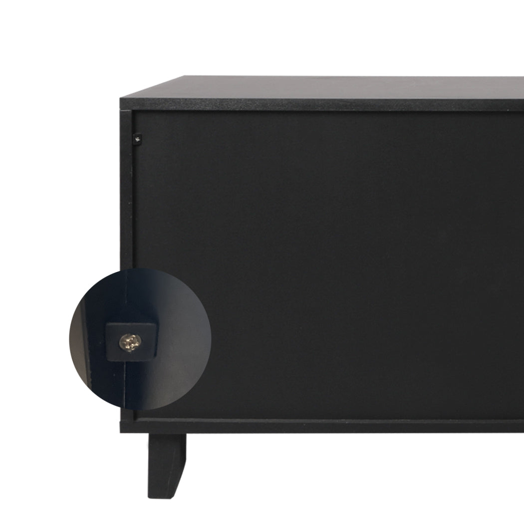 Enclosed Hooded Cat Litter Box Furniture Scratch Board Side Table- Black